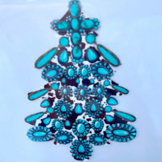 Turquoise Christmas Tree DTF Print