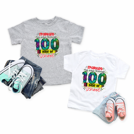 Sparkled My Way Through 100 Days of School Kids and Adult Tee