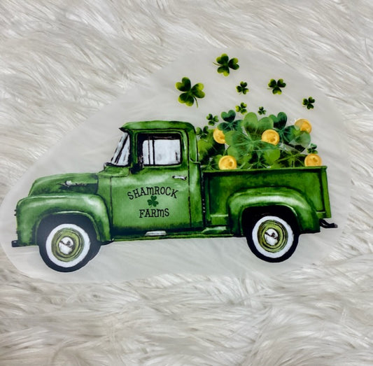 Green Truck with Shamrocks Print