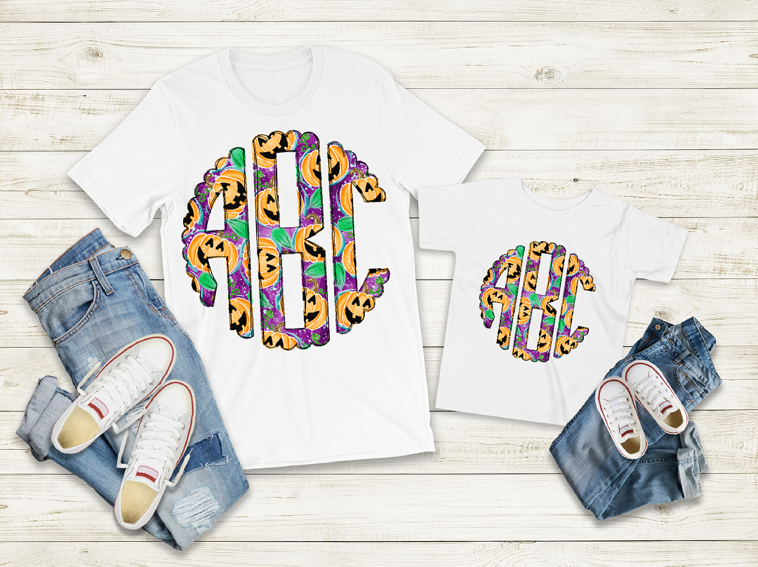Halloween Monogram Adult Tee, Tank, Raglan, or Sweatshirt
