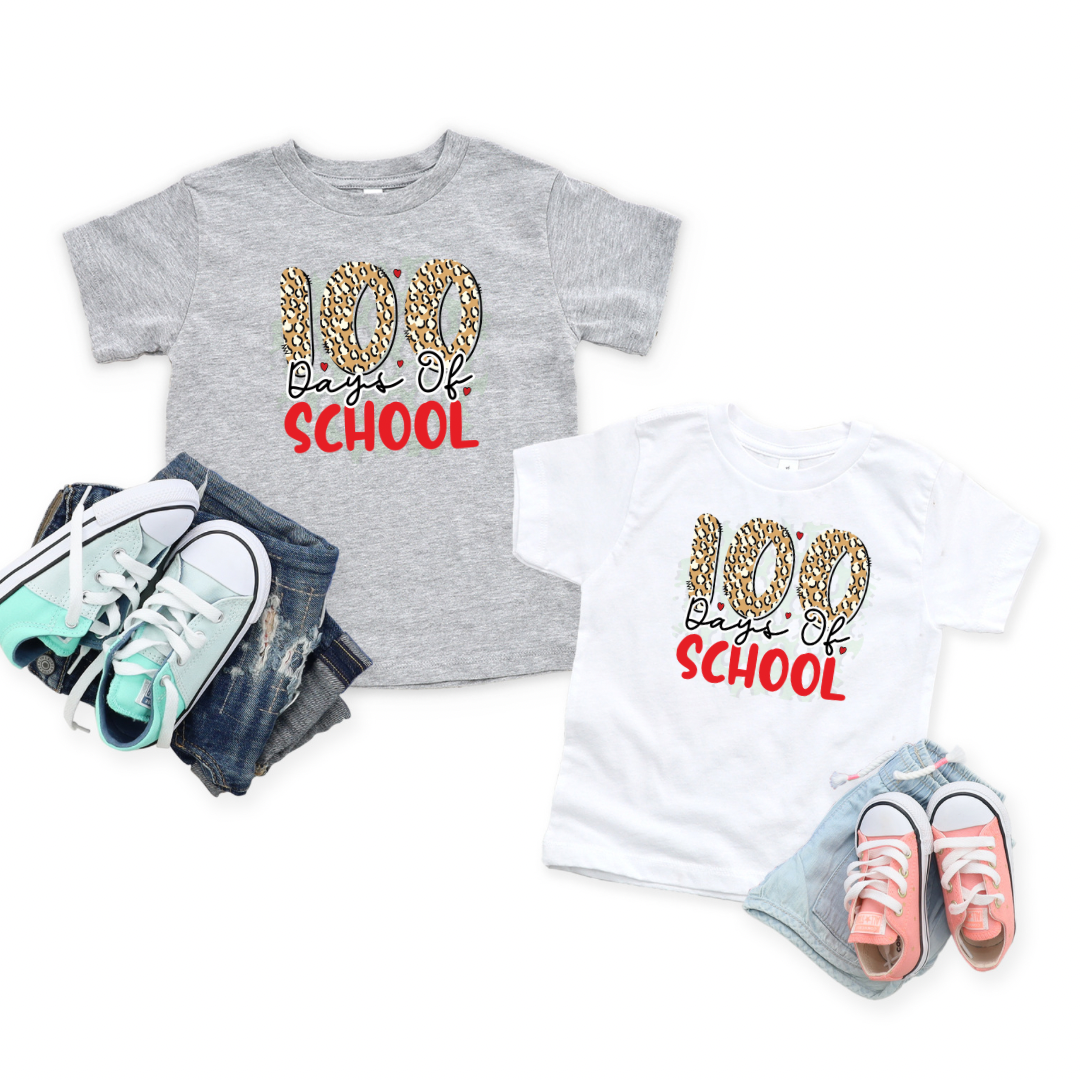 Cheetah 100 Days of School Kids and Adult Tee
