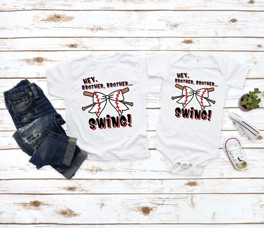 Hey Brother Brother Swing Baseball DTF Print