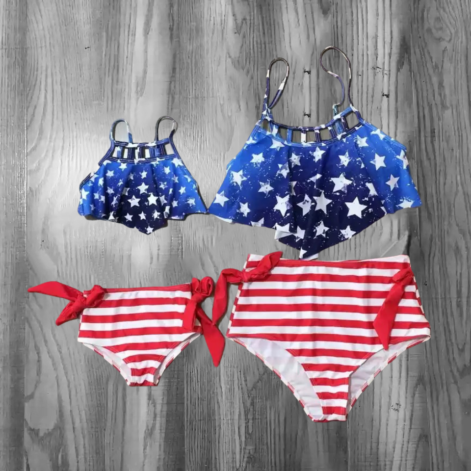 Red, White, and Blue Mom and Me Swimsuits