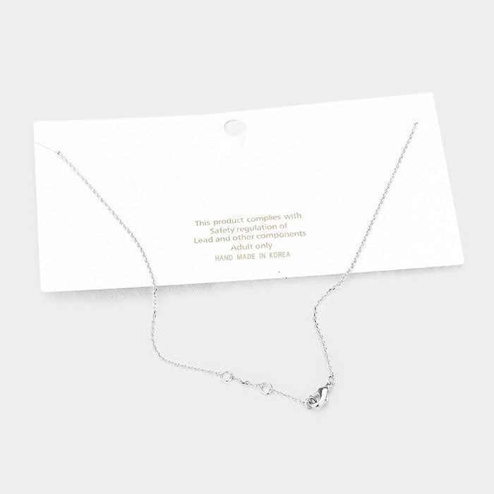 White Gold Dipped CZ Mama Message Pendant Necklace