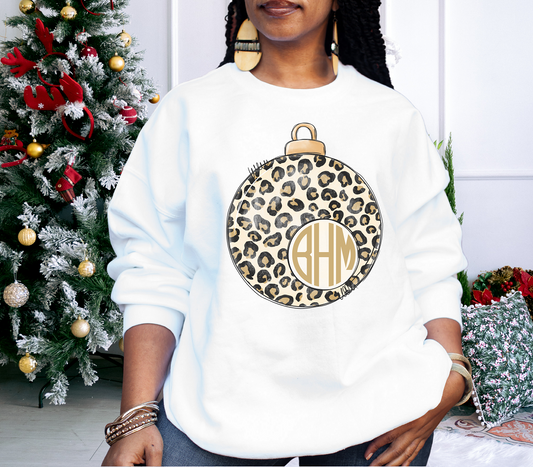 Cheetah Ornament Monogram Adult Tee, Tank, Raglan, or Sweatshirt