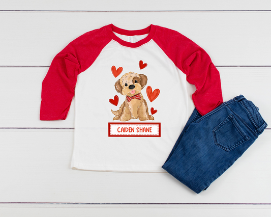 Boy Puppy Valentines Kids Tees, Raglans Sweatshirts, and Onesies
