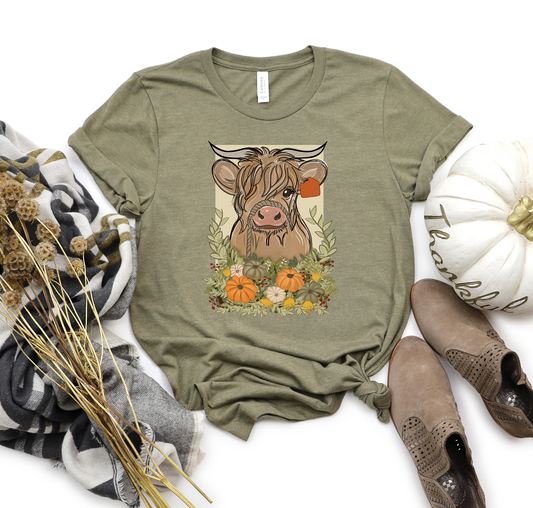 Fall Highland Cow Adult Tee, Raglan, or Sweatshirt