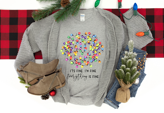 Everything's Fine (Christmas Lights) Adult Tee, Raglan, or Sweatshirt