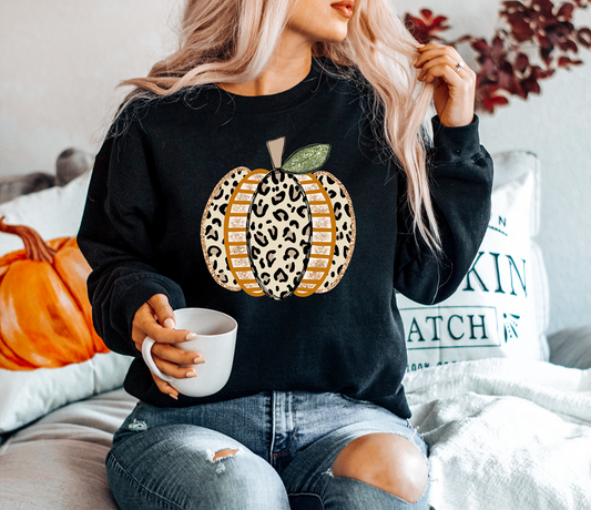 Funky Leopard Pumpkin Adult Tee, Raglan, or Sweatshirt