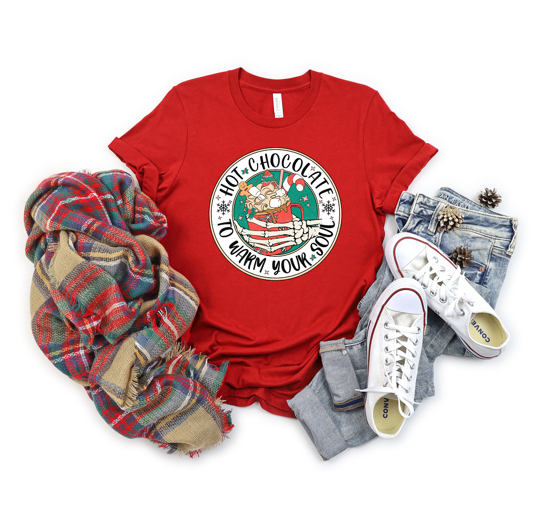 Hot Chocolate to Warm Your Soul Adult Tee, Raglan, or Sweatshirt