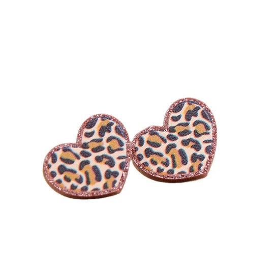 Leopard Heart Studs
