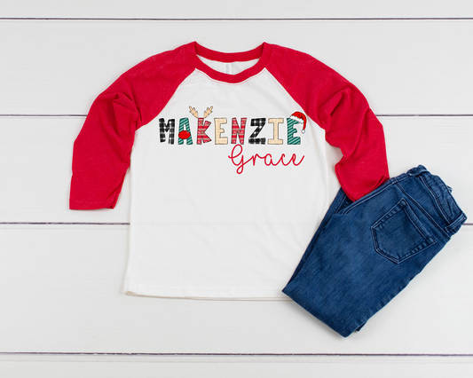 Christmas Letters Name Kids Tees