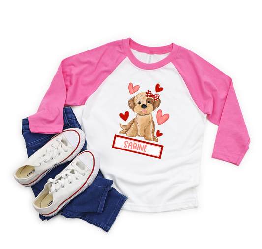 Girl Puppy Valentines Kids Tees, Raglans Sweatshirts, and Onesies