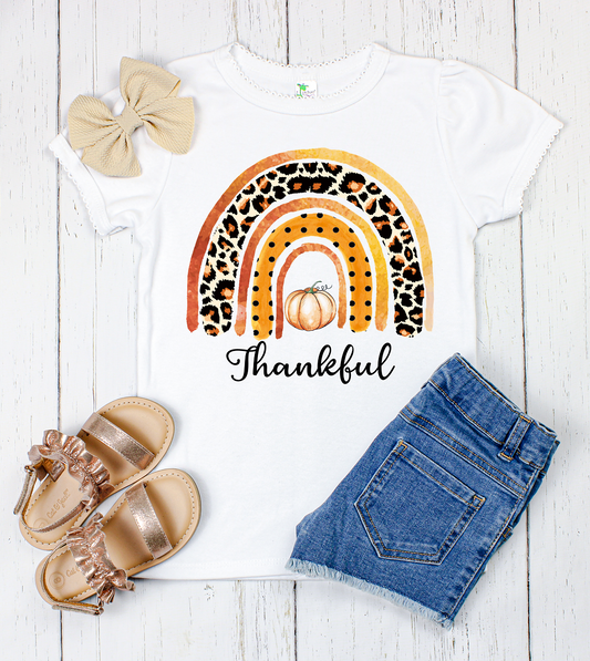 Fall Boho Rainbow Thankful Mini Kids Tee and Onesies