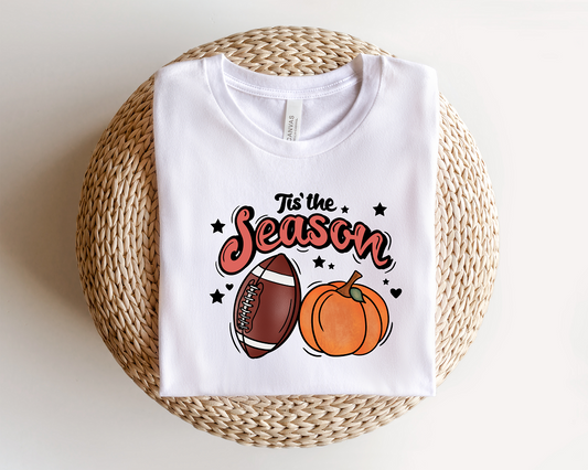 Football Pumpkin Tis The Season Adult Tee, Raglan, or Sweatshirt